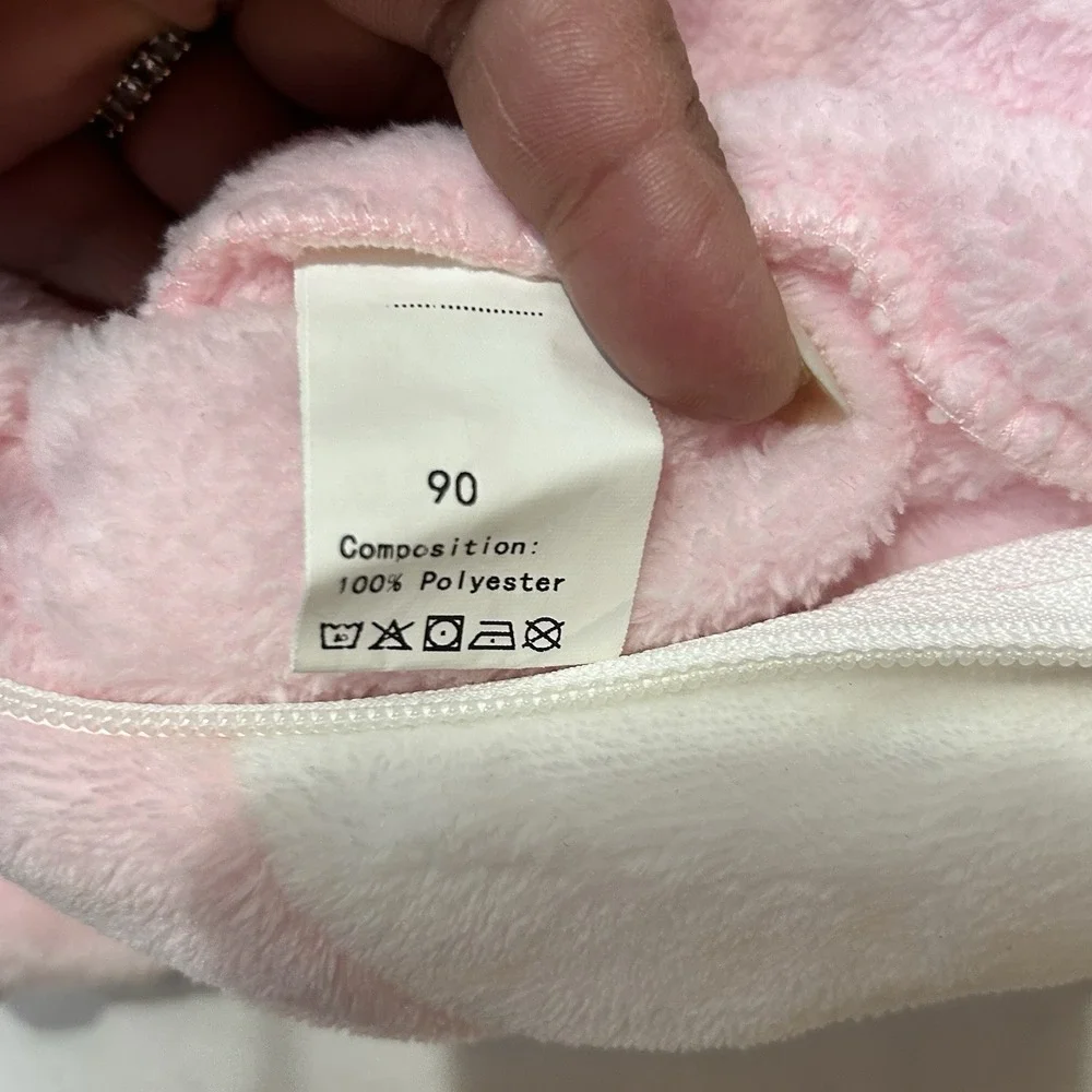 Spooktacular Creations Pink Rabbit Bunny Plush Hooded Onesie‎ Costume Size 90